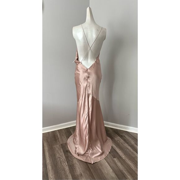 NWT MICHAEL LO SORDO Silk-satin gown PINK UK 14 / US 10 $740 - Picture 11 of 14